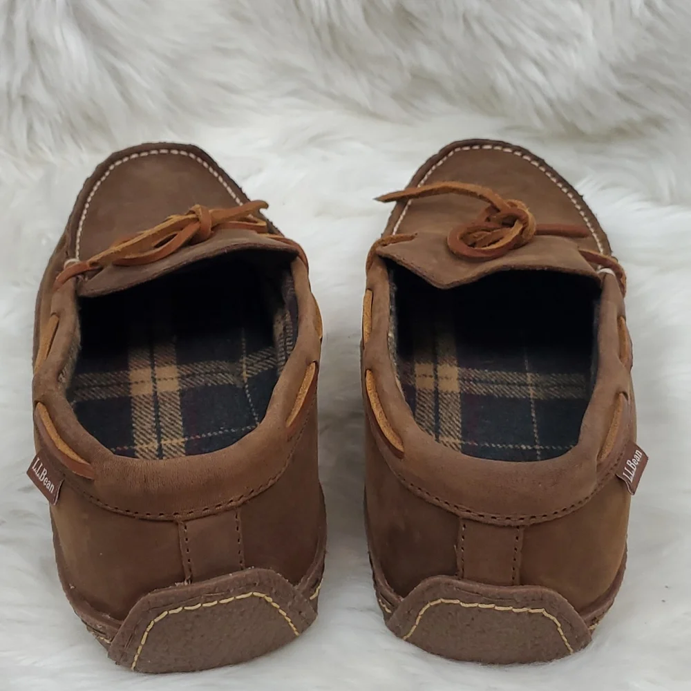 L.L.Bean brown suede slip on shoes slippers men size 12